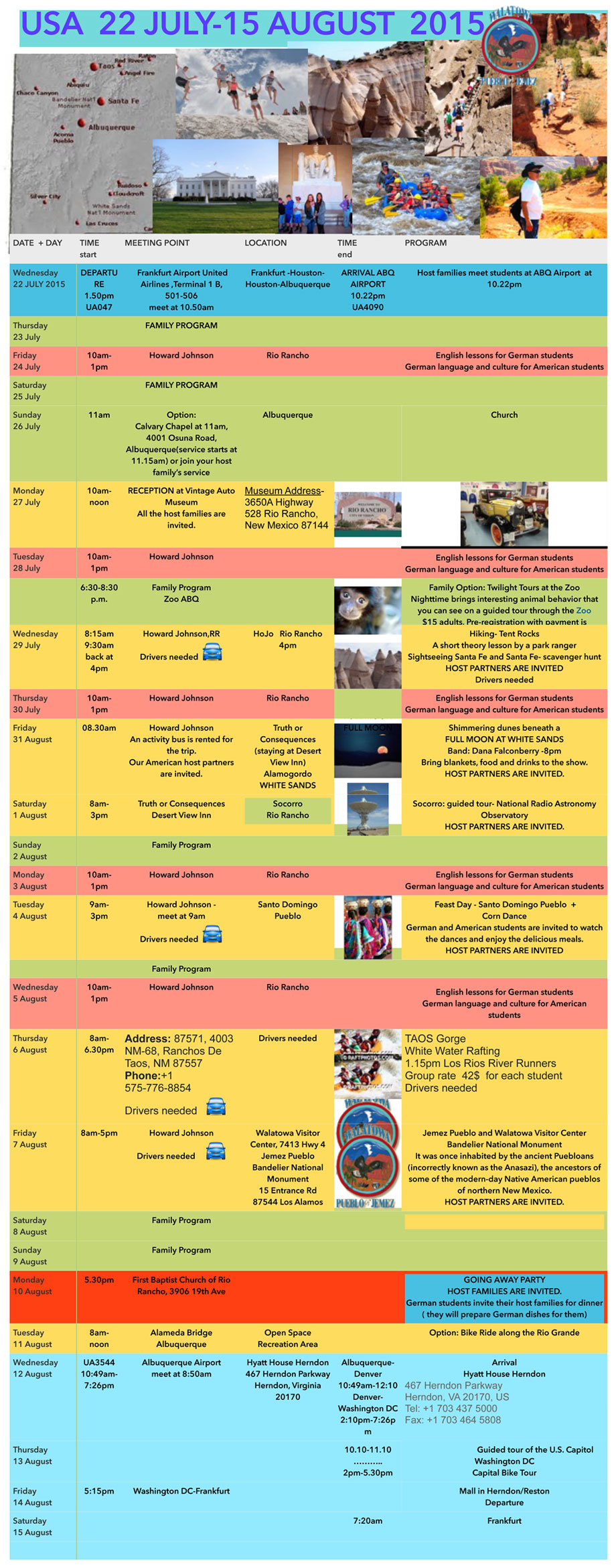 schedule summer 2015